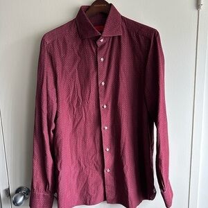 ISAIA Cotton Red Patterned Casual Shirt
